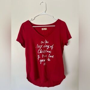Hollister “On The First Day Of Christmas” Red Tshirt